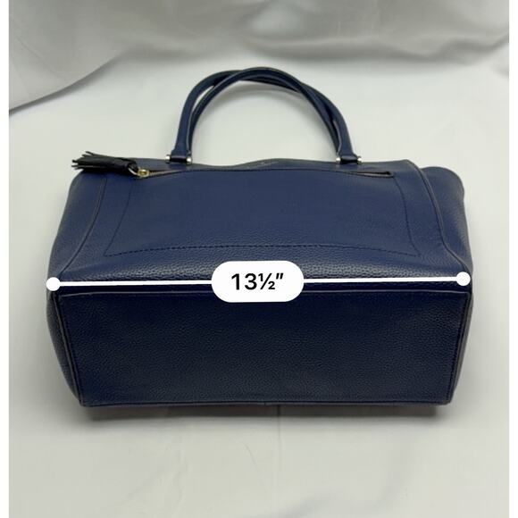 Kate Spade Chester Street Allyn Large Satchel Tote Navy Blue Pebbled Leather - Picture 4 of 14